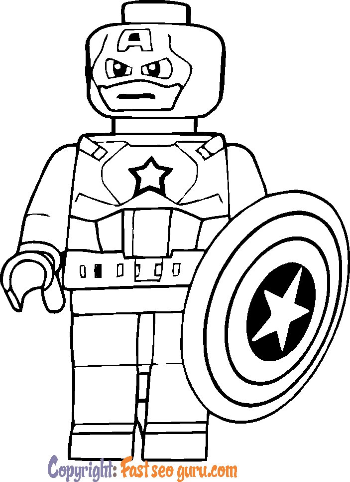 coloring pages lego captain america to print